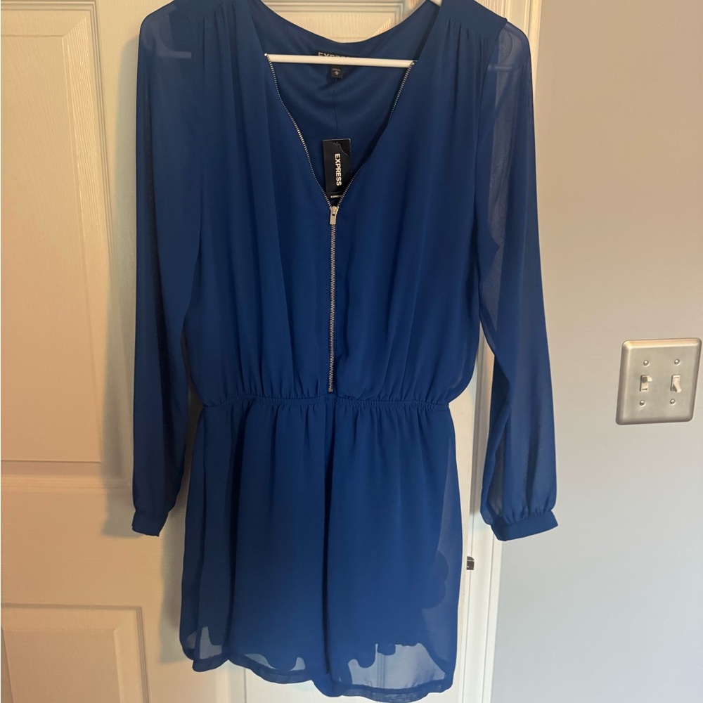 Express Royal Blue Long Sleeve Romper